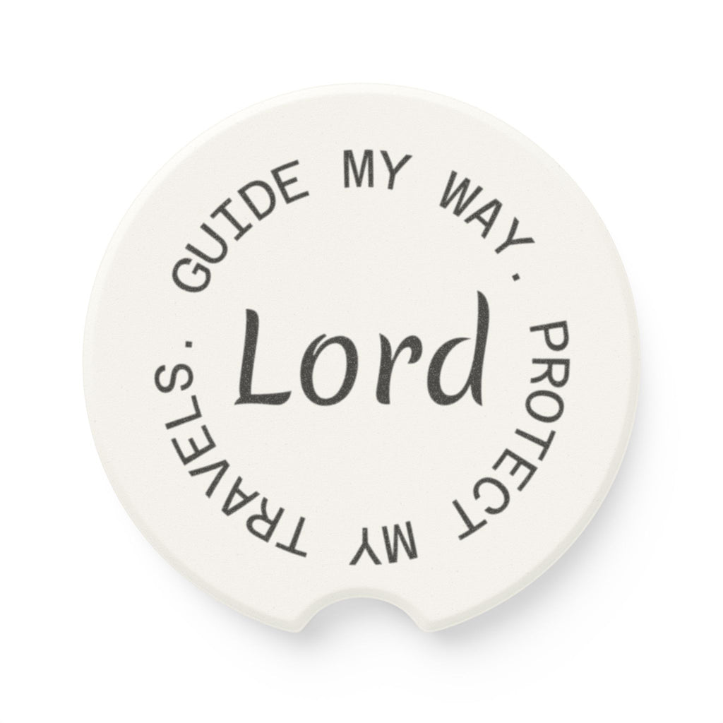Car Coaster — “Lord, Guide My Way, Protect My Travels” Soapstone Car Cupholder Insert