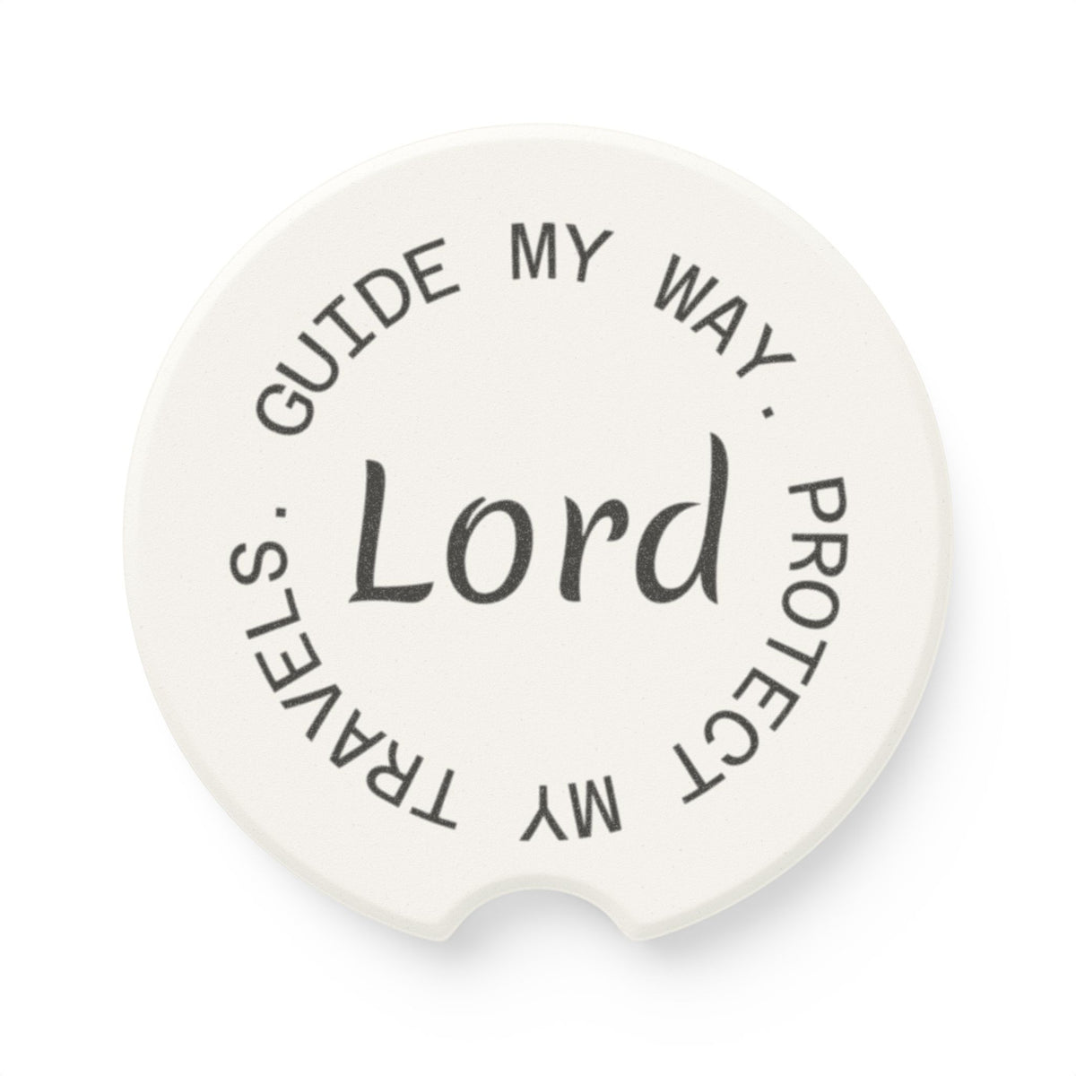 Car Coaster — “Lord, Guide My Way, Protect My Travels” Soapstone Car Cupholder Insert