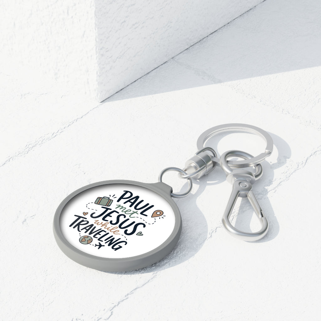 Keyring — “Paul Met Jesus While Traveling” Christian Travel Keychain