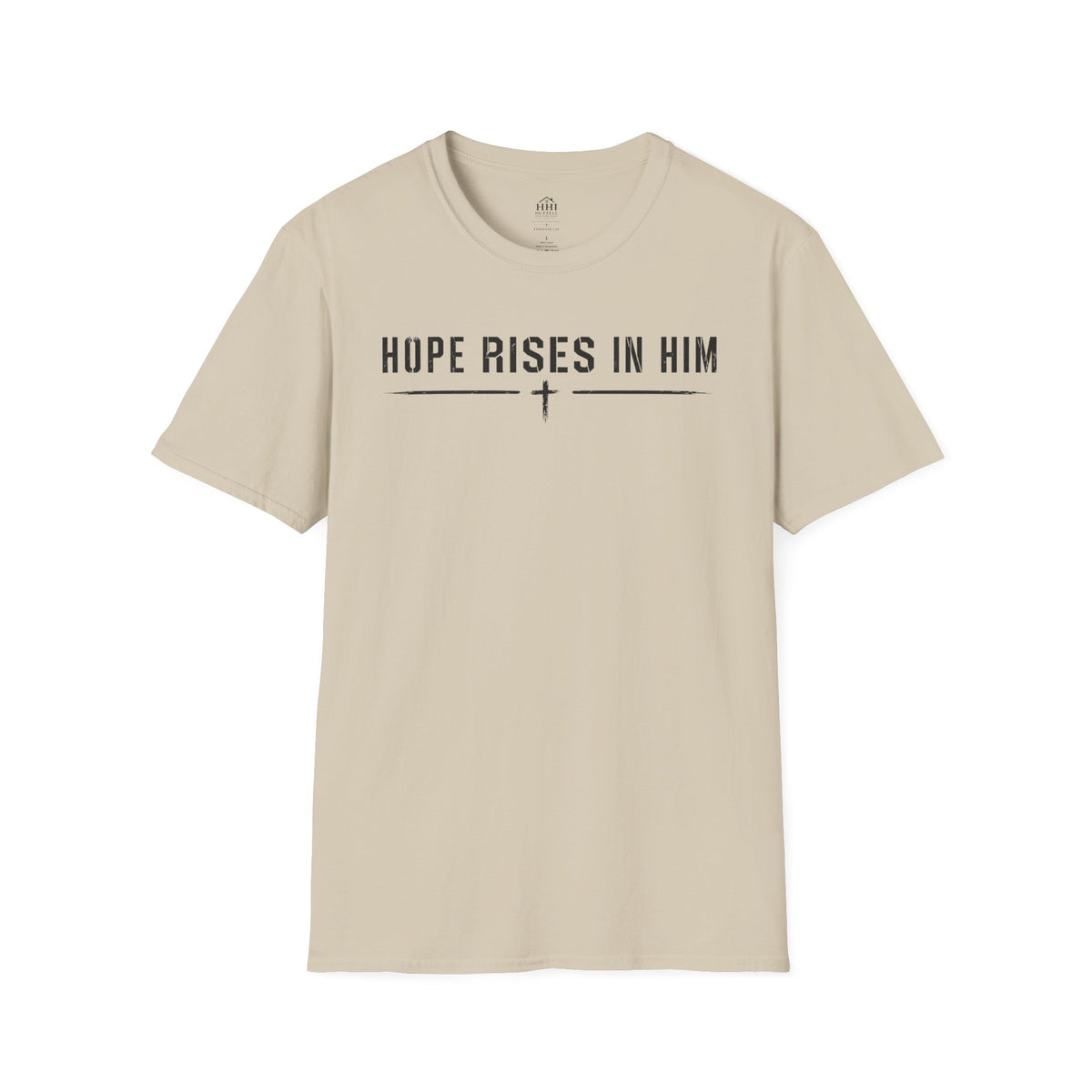 Hope Rises In Him T-Shirt — Christian Faith Inspirational Tee with Cross