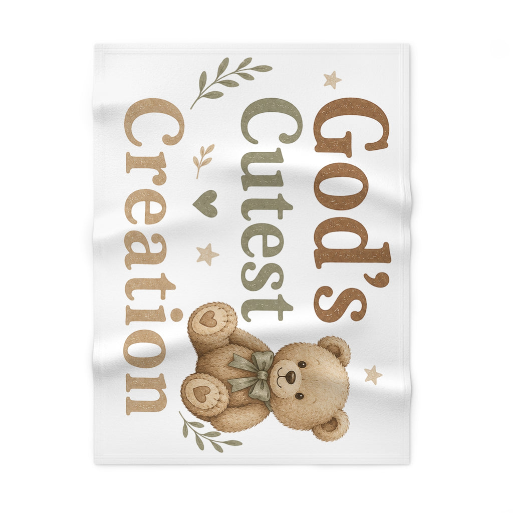 Baby Blanket — "God's Cutest Creation" Plush Fleece Nursery Throw
