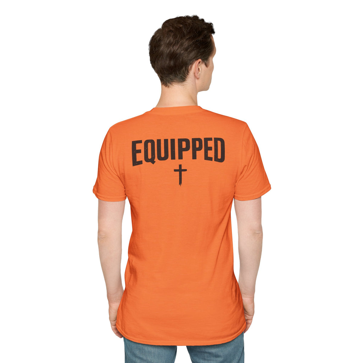 Equipped Cross T-Shirt — Christian Faith Shirt with 'Equipped' Back Print and 2 Timothy 3:17 Chest