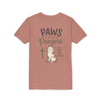 Youth Tee — "Paws and Prayers" Cat Graphic