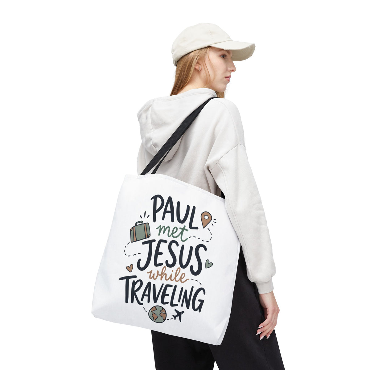 Tote Bag — "Paul Met Jesus While Traveling" Christian Travel Tote