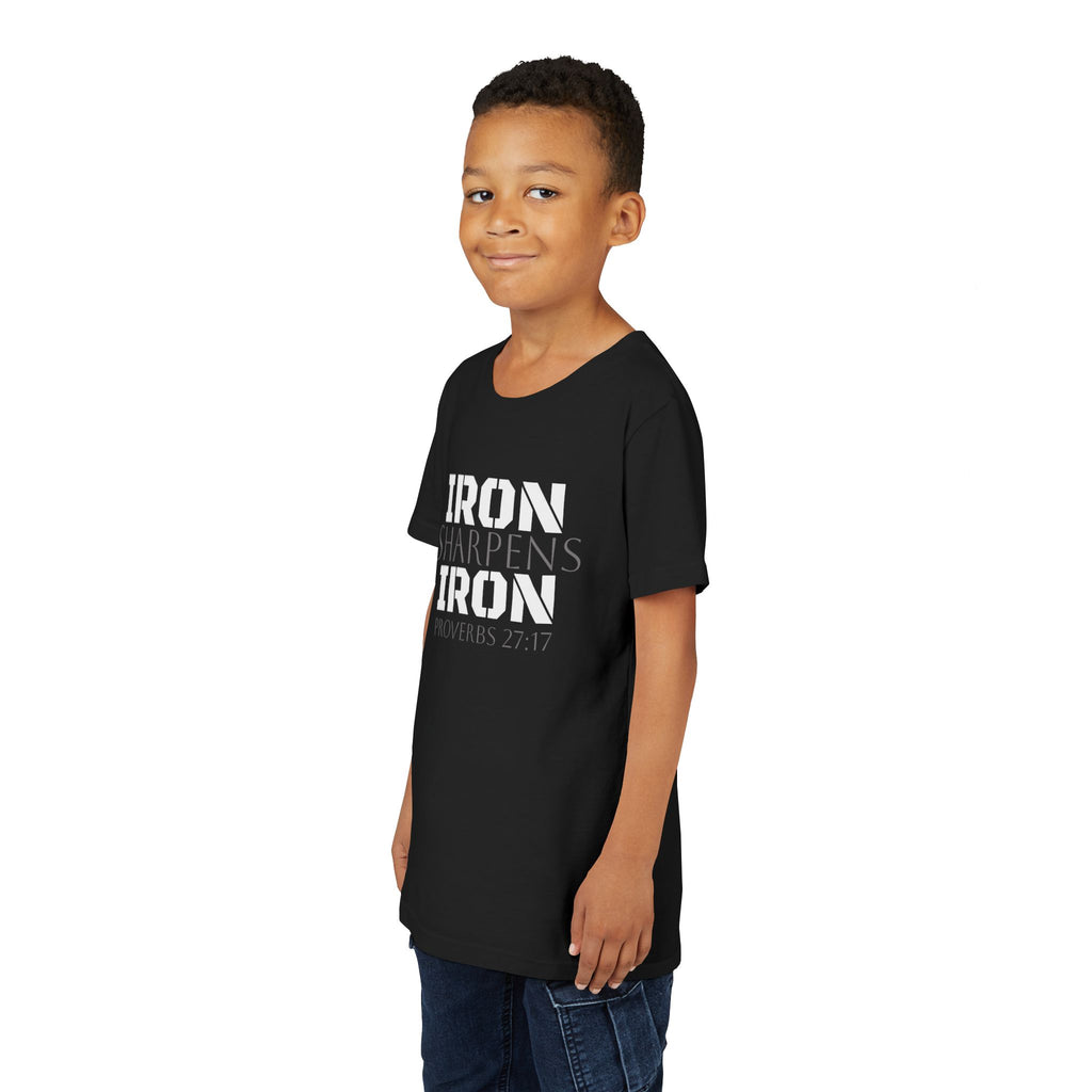 Youth Tee — "Iron Sharpens Iron" Proverbs 27:17 Christian Shirt
