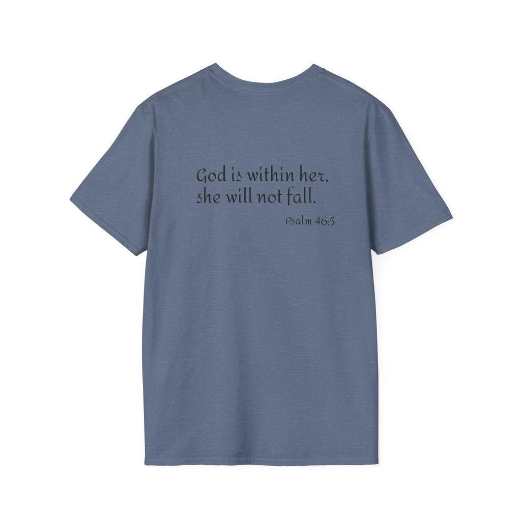 Personalized Mama T-Shirt — 'God is within her, she will not fall' Psalm 46:5 Christian Mom Tee