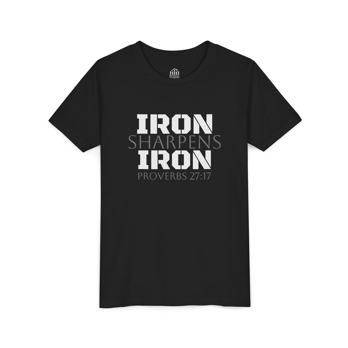 Youth Tee — "Iron Sharpens Iron" Proverbs 27:17 Christian Shirt