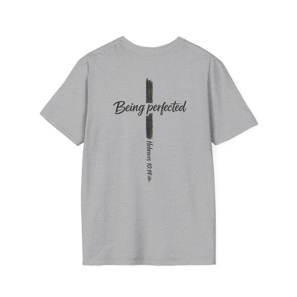 Being perfected T-Shirt — Inspirational Christian Cross Tee (Hebrews 10:14)
