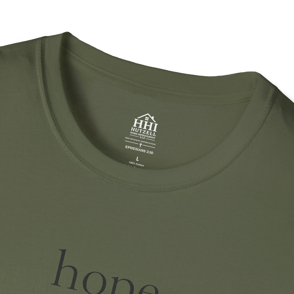 T-Shirt — 'hope' Script Tee with Cross Minimalist Christian Faith Design