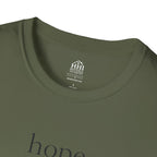T-Shirt — 'hope' Script Tee with Cross Minimalist Christian Faith Design