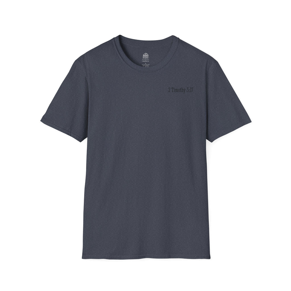 Equipped Cross T-Shirt — Christian Faith Shirt with 'Equipped' Back Print and 2 Timothy 3:17 Chest