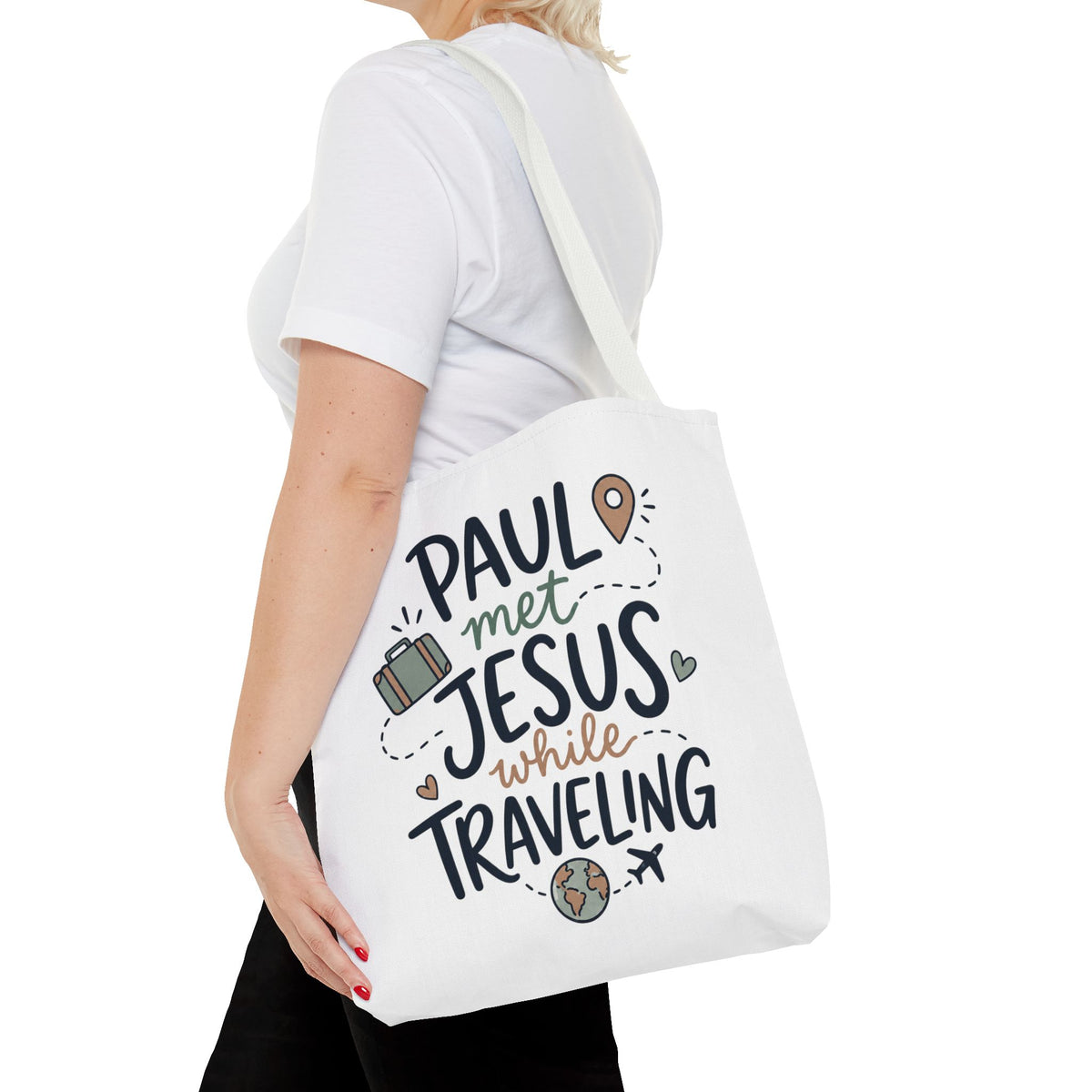 Tote Bag — "Paul Met Jesus While Traveling" Christian Travel Tote