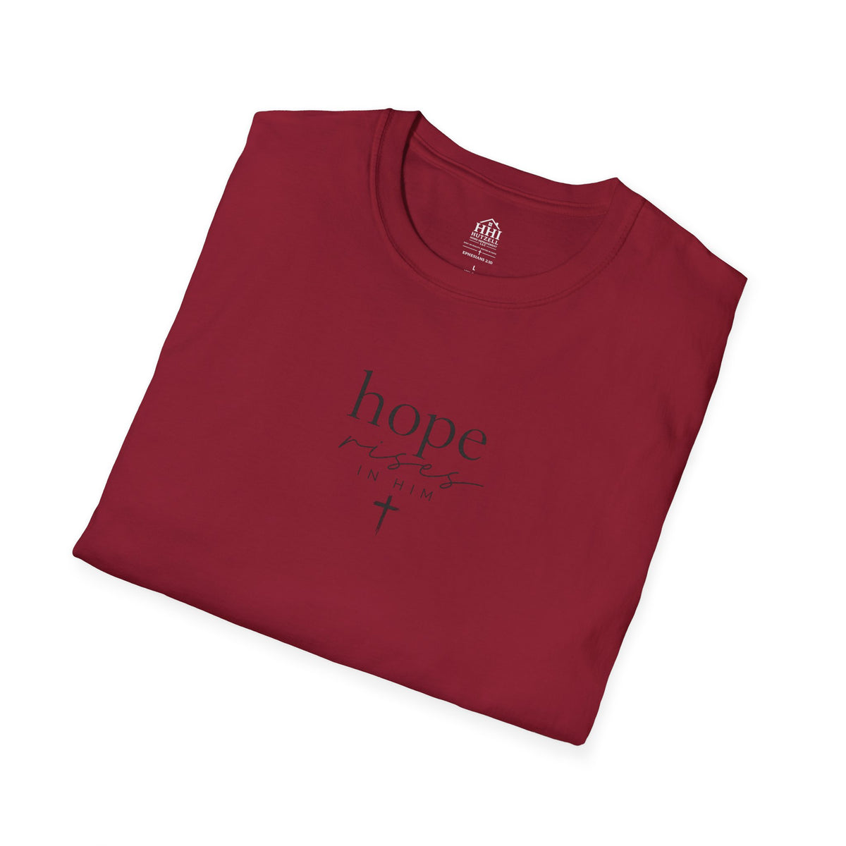 T-Shirt — 'hope' Script Tee with Cross Minimalist Christian Faith Design