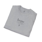 T-Shirt — 'hope' Script Tee with Cross Minimalist Christian Faith Design