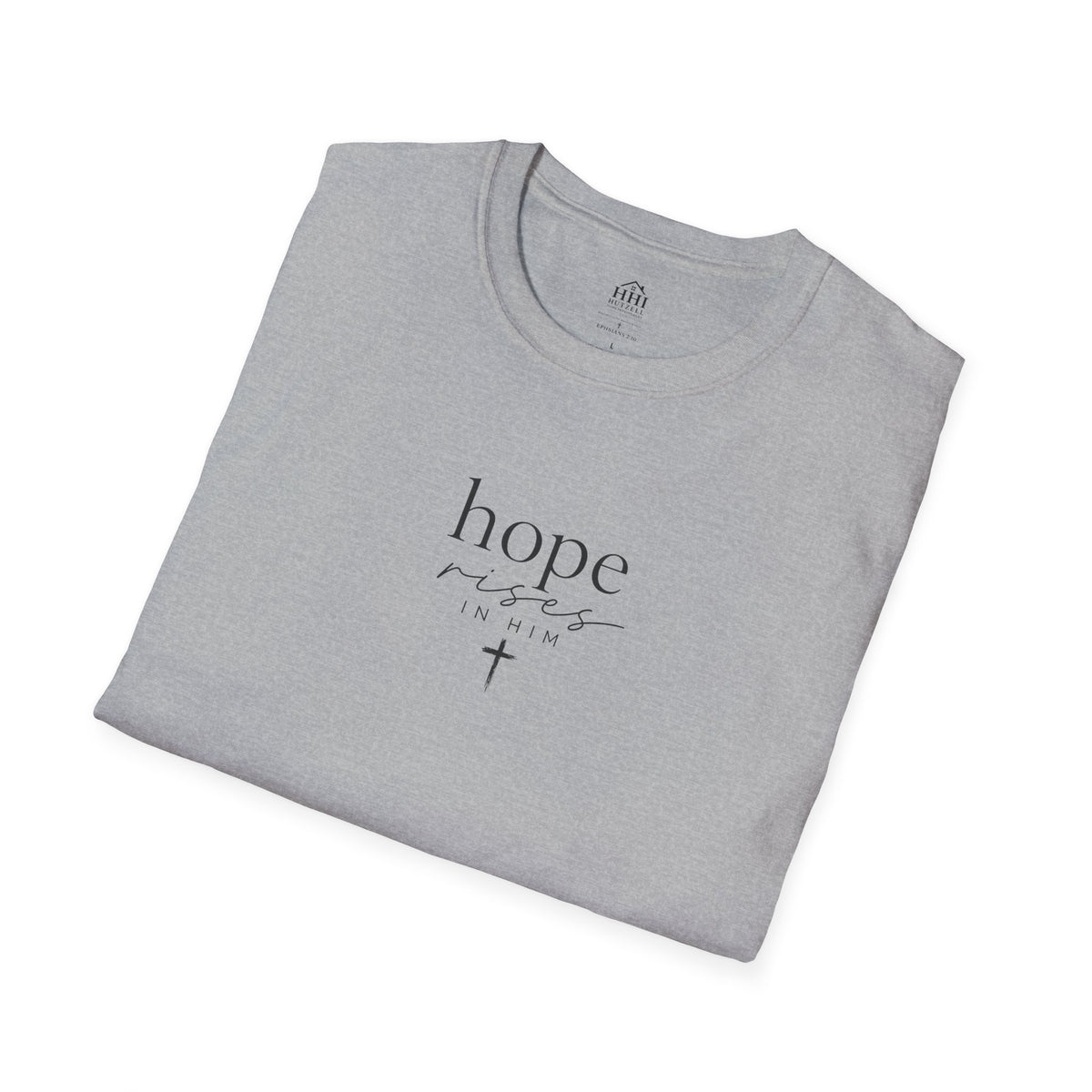 T-Shirt — 'hope' Script Tee with Cross Minimalist Christian Faith Design