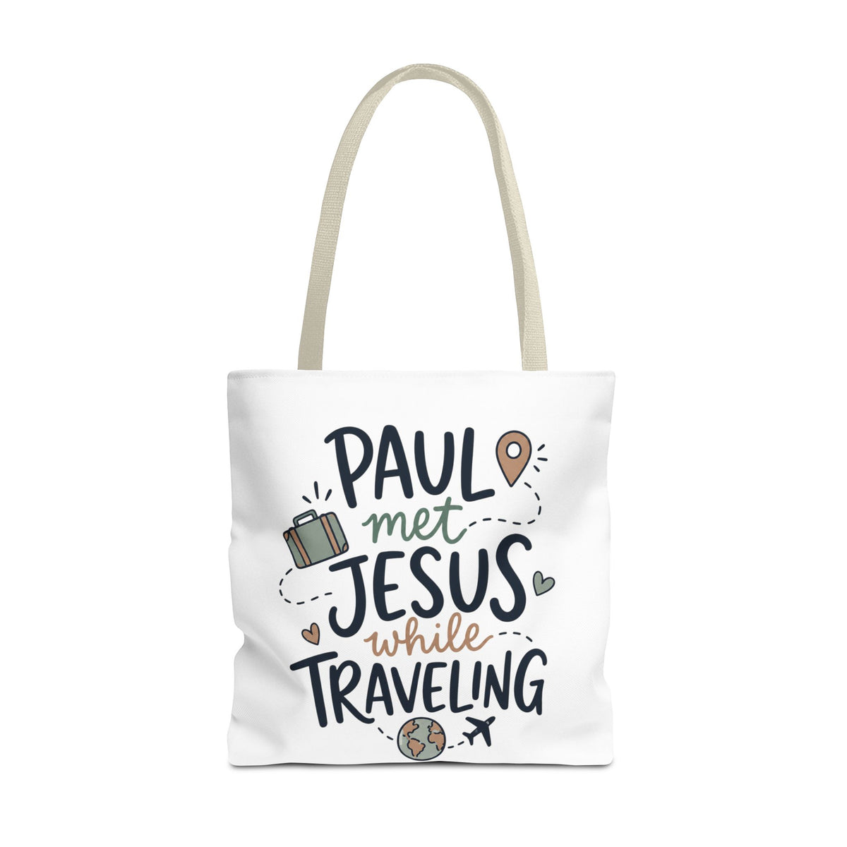 Tote Bag — "Paul Met Jesus While Traveling" Christian Travel Tote