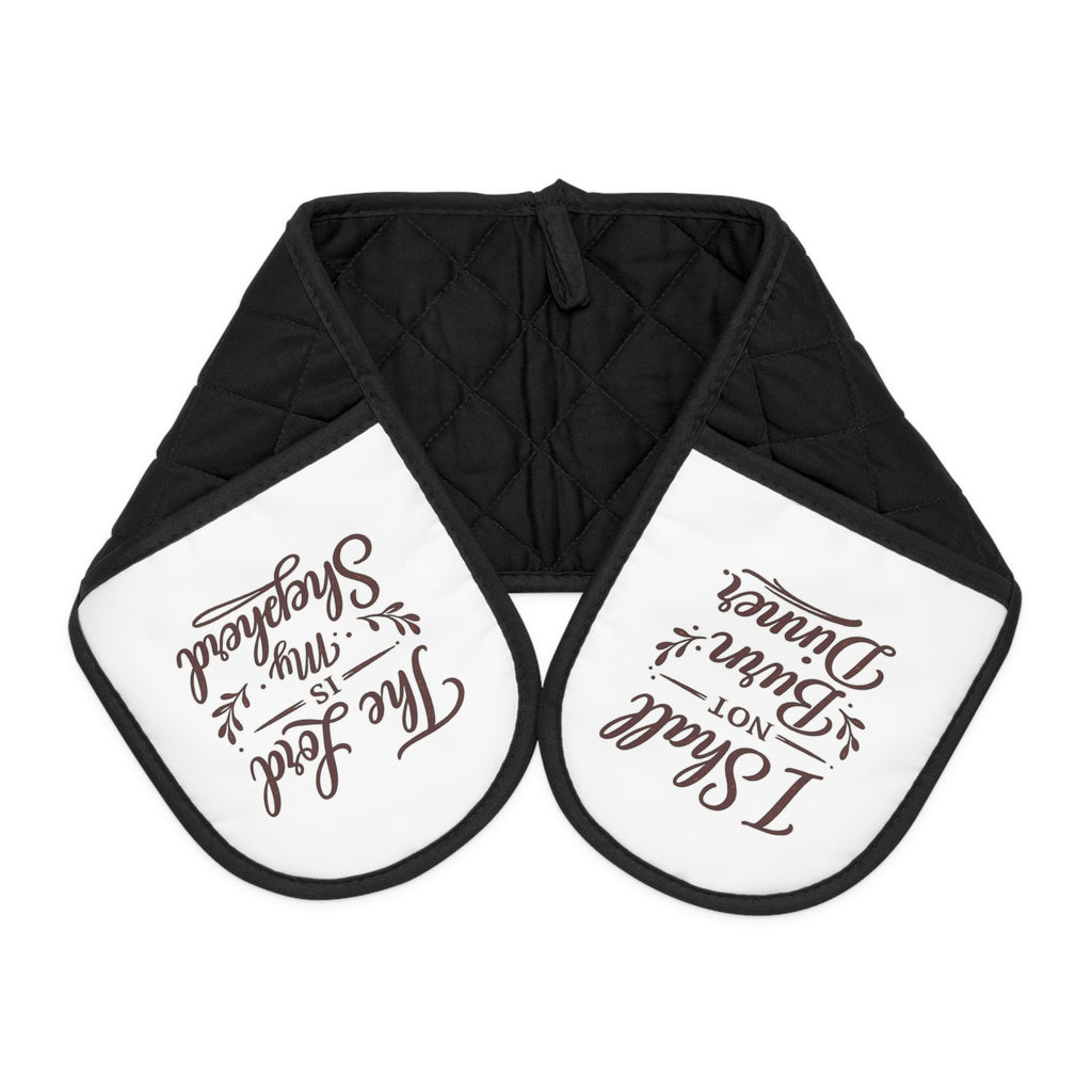 Oven Mitts - 'The Lord is My Shephard, I Shall Not Burn Dinner" Double Oven Mitt (Black Quilted Pot Holder)