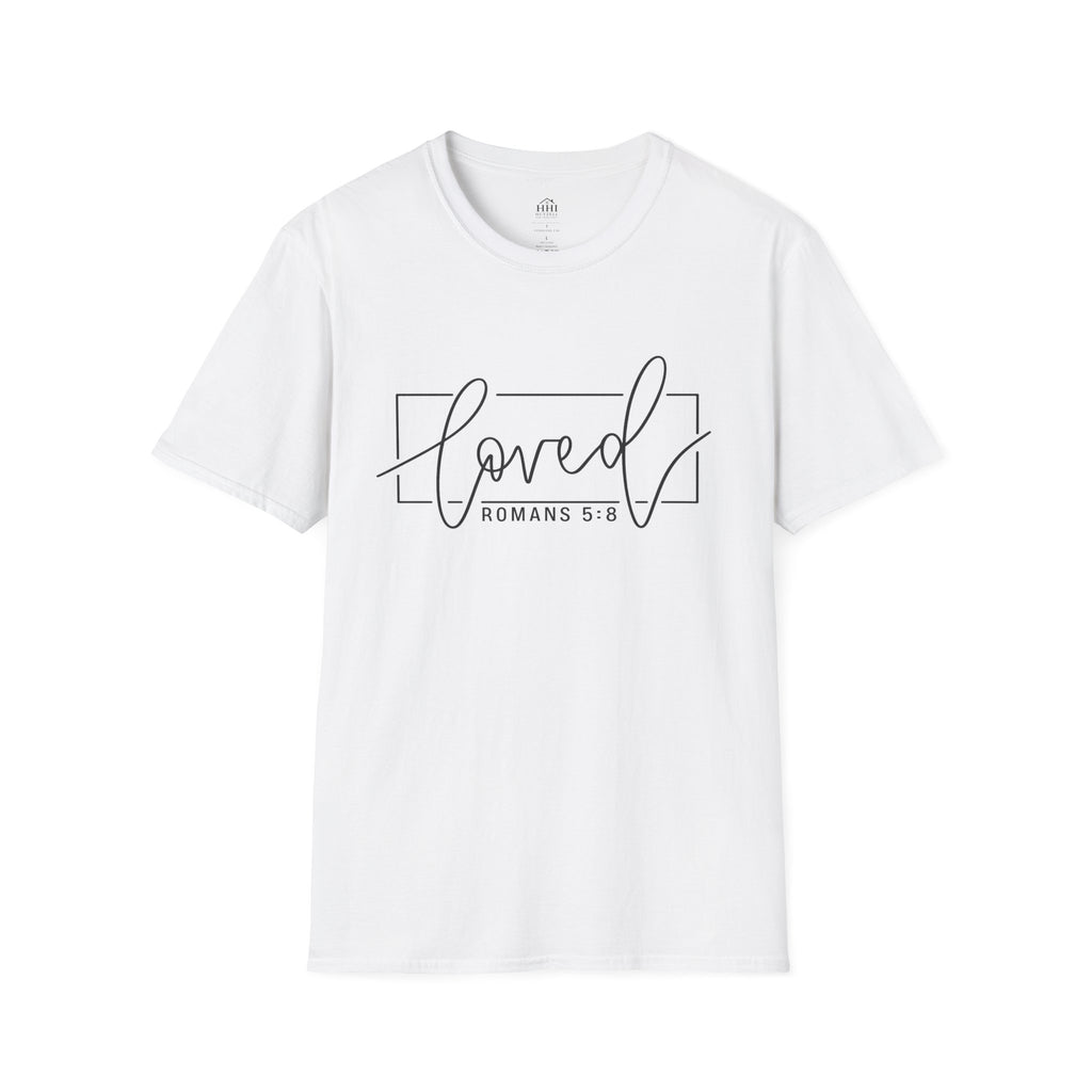 Loved Romans 5:8 Christian T-Shirt | Minimalist Faith Graphic Tee