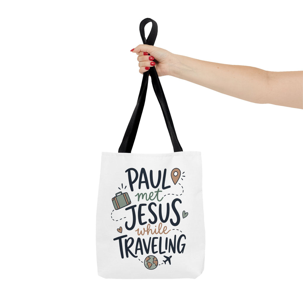 Tote Bag — "Paul Met Jesus While Traveling" Christian Travel Tote