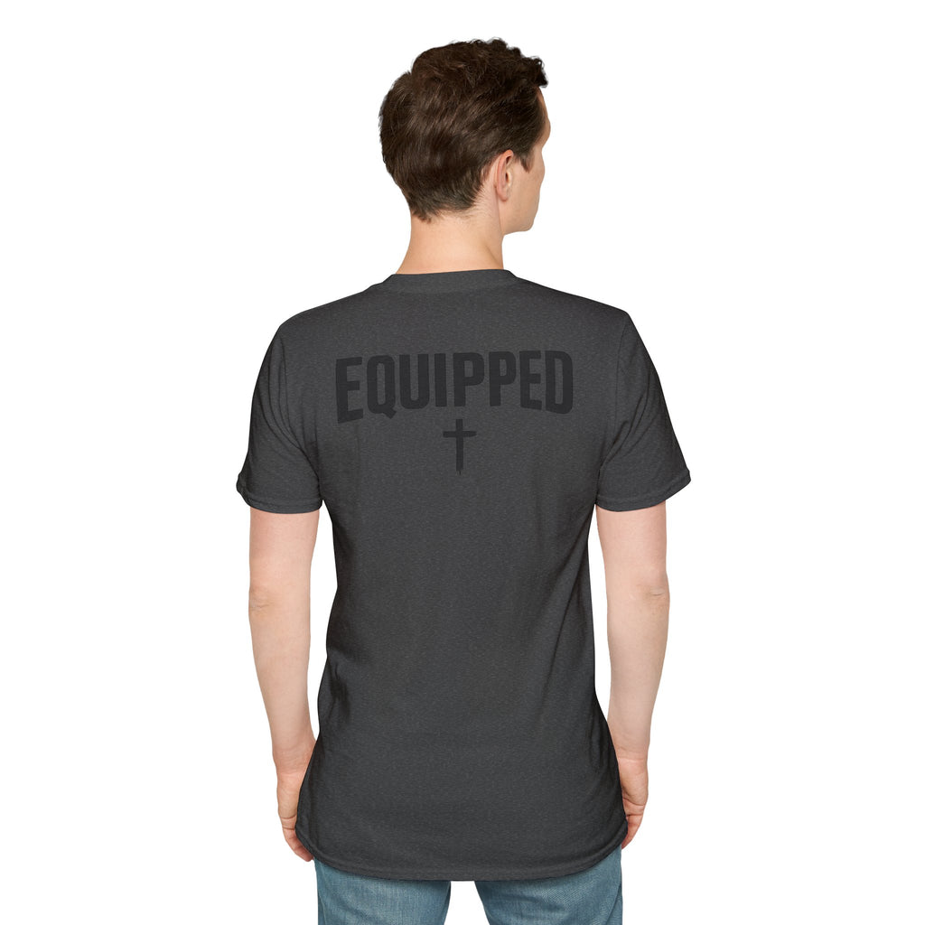 Equipped Cross T-Shirt — Christian Faith Shirt with 'Equipped' Back Print and 2 Timothy 3:17 Chest