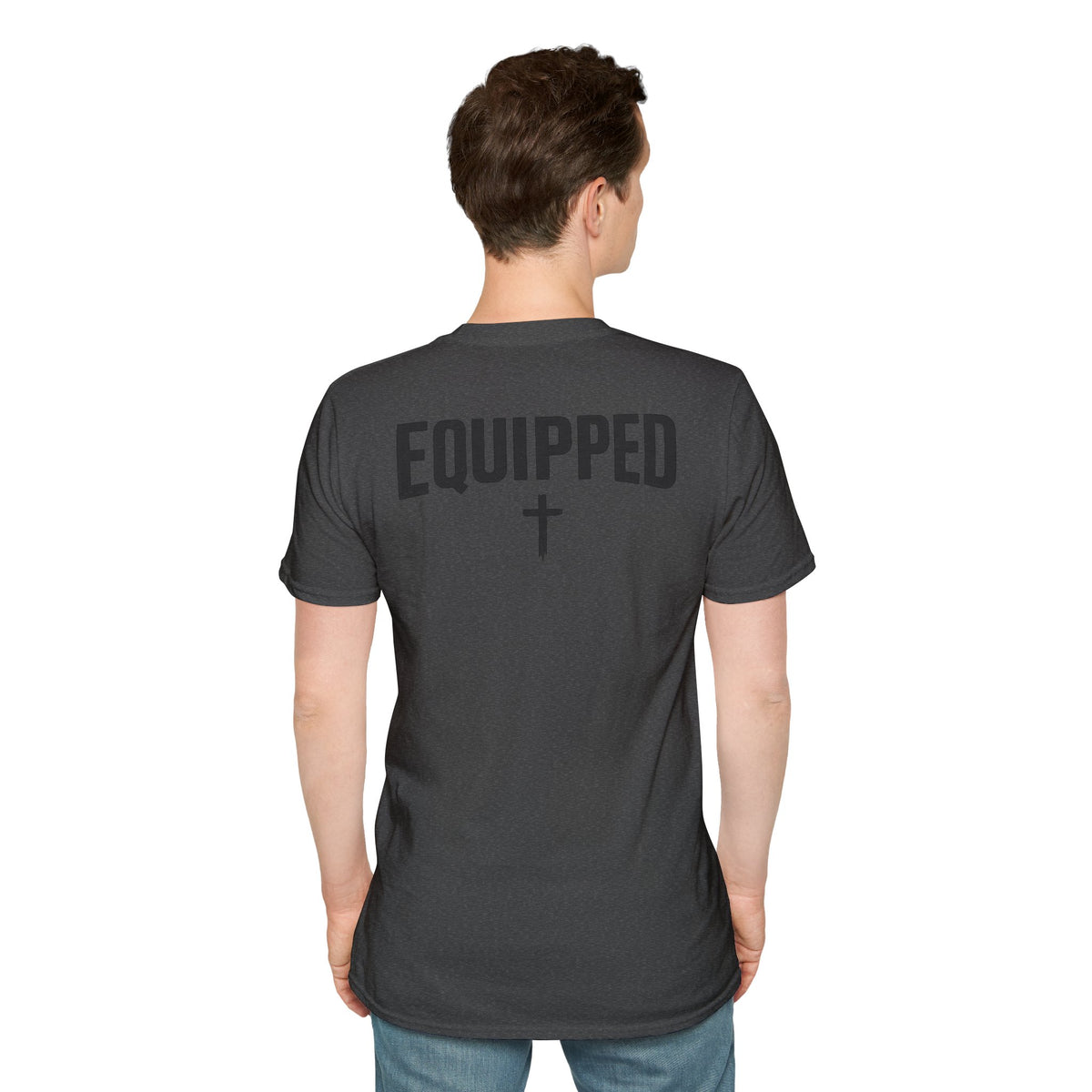 Equipped Cross T-Shirt — Christian Faith Shirt with 'Equipped' Back Print and 2 Timothy 3:17 Chest