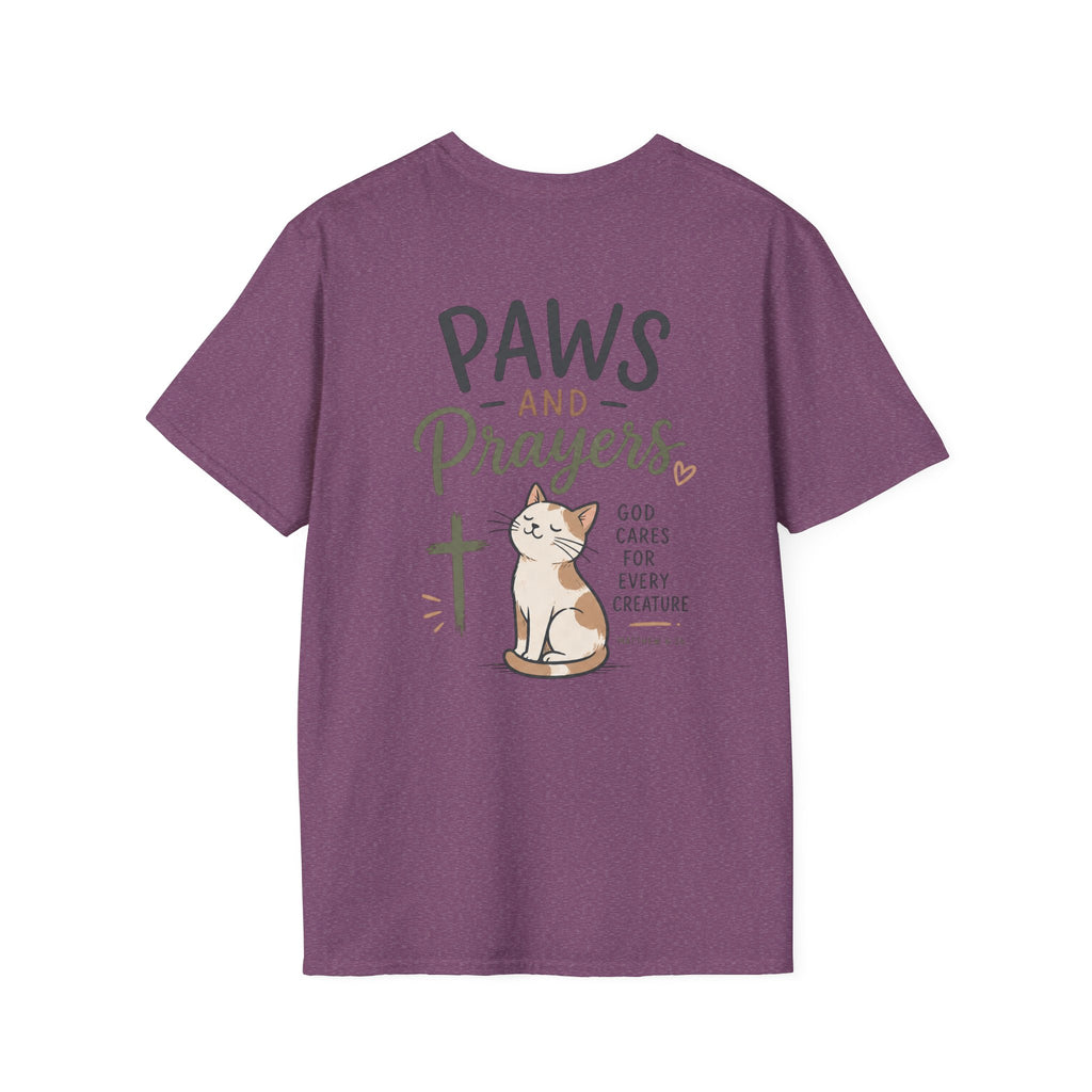Cat 'Paws and Prayers' T-Shirt — Cute Christian Cat Graphic Tee