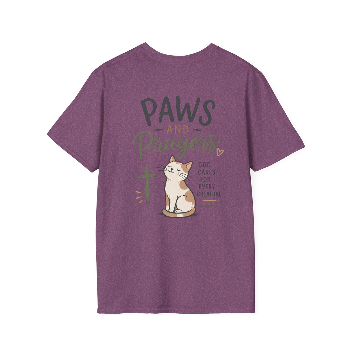 Cat 'Paws and Prayers' T-Shirt — Cute Christian Cat Graphic Tee