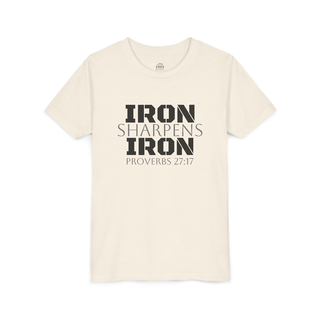 Youth Tee — "Iron Sharpens Iron" Proverbs 27:17 Christian Shirt