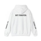 Christian Hoodie — "Ephesians 1:7" Cross Front, "But Forgiven." Back, "Not Finished / Not Perfect" Sleeve