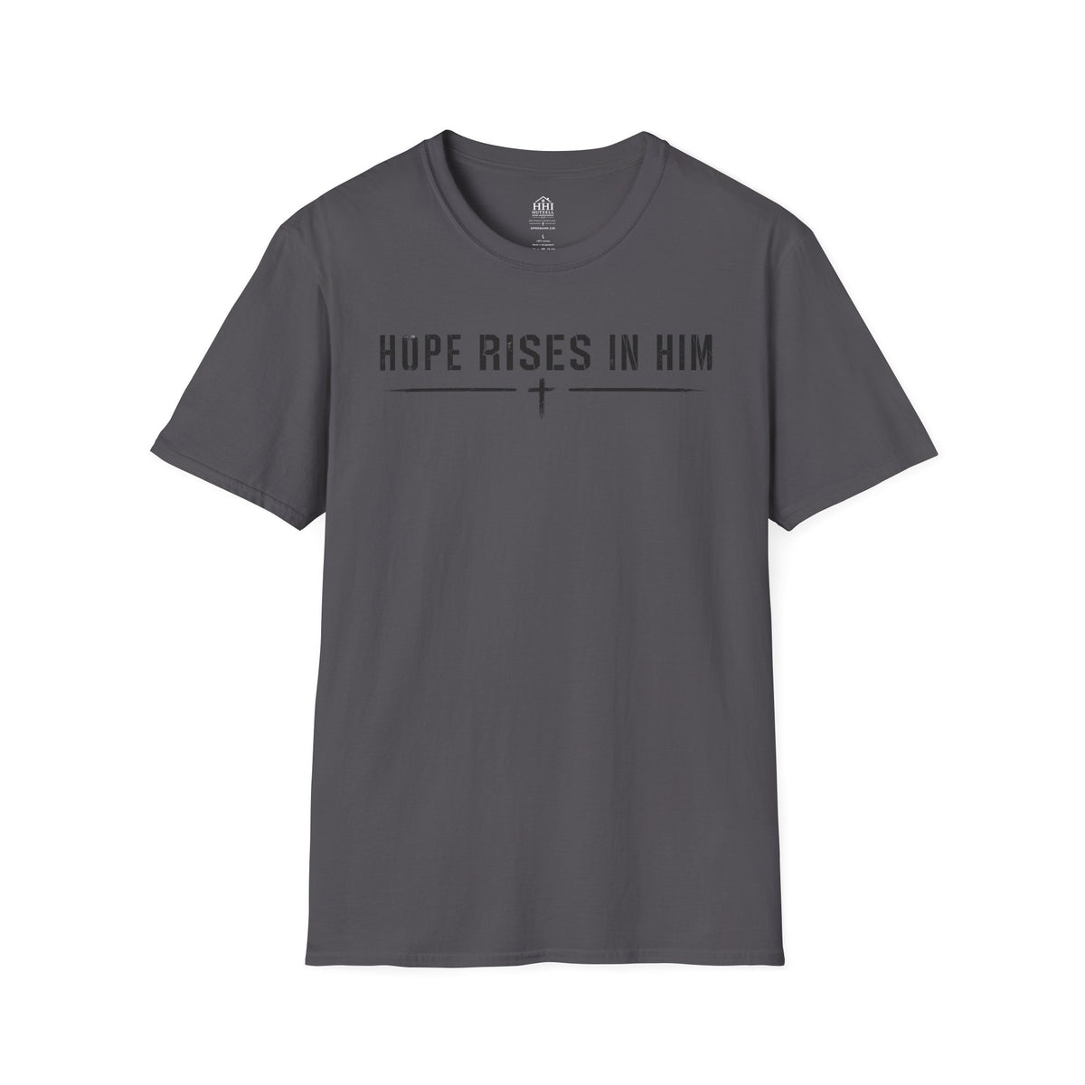 Hope Rises In Him T-Shirt — Christian Faith Inspirational Tee with Cross