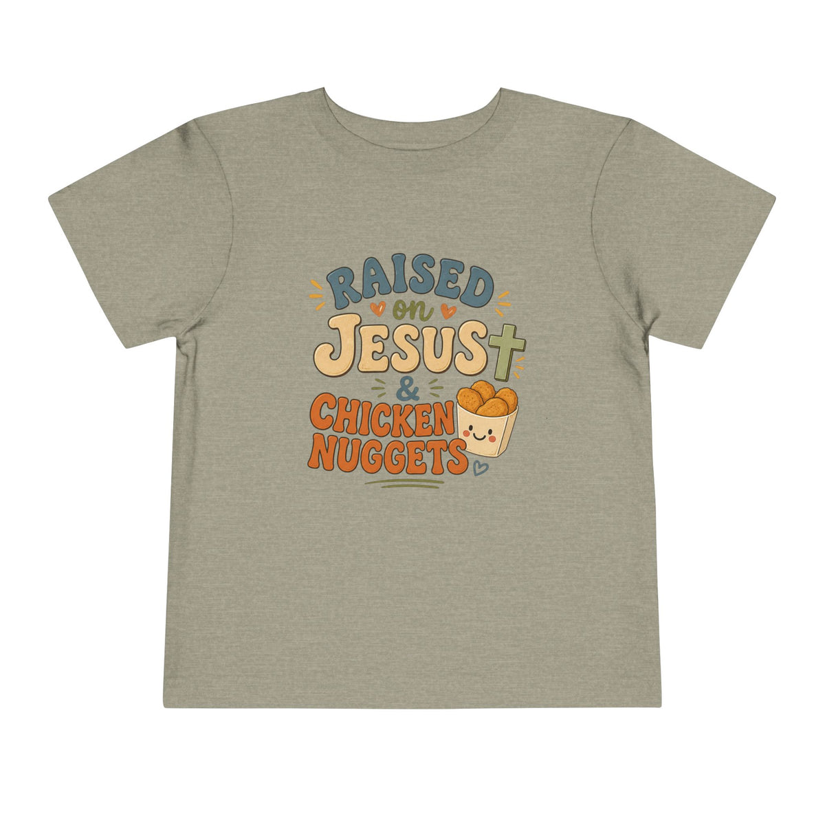 Toddler Tee – “Raised on Jesus & Chicken Nuggets” Cute Faith Kids Shirt