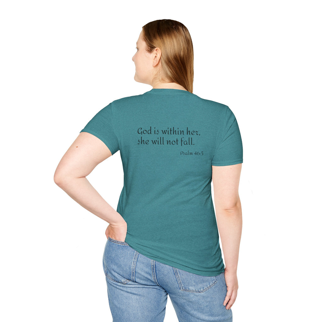 Personalized Mama T-Shirt — 'God is within her, she will not fall' Psalm 46:5 Christian Mom Tee