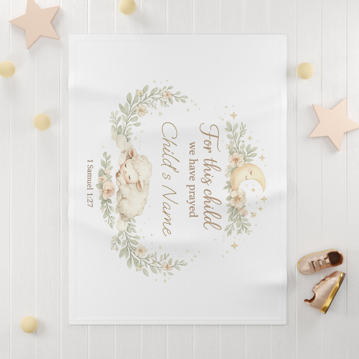 Personalized Baby Blanket - "For this child we have prayed" Floral Nursery Fleece