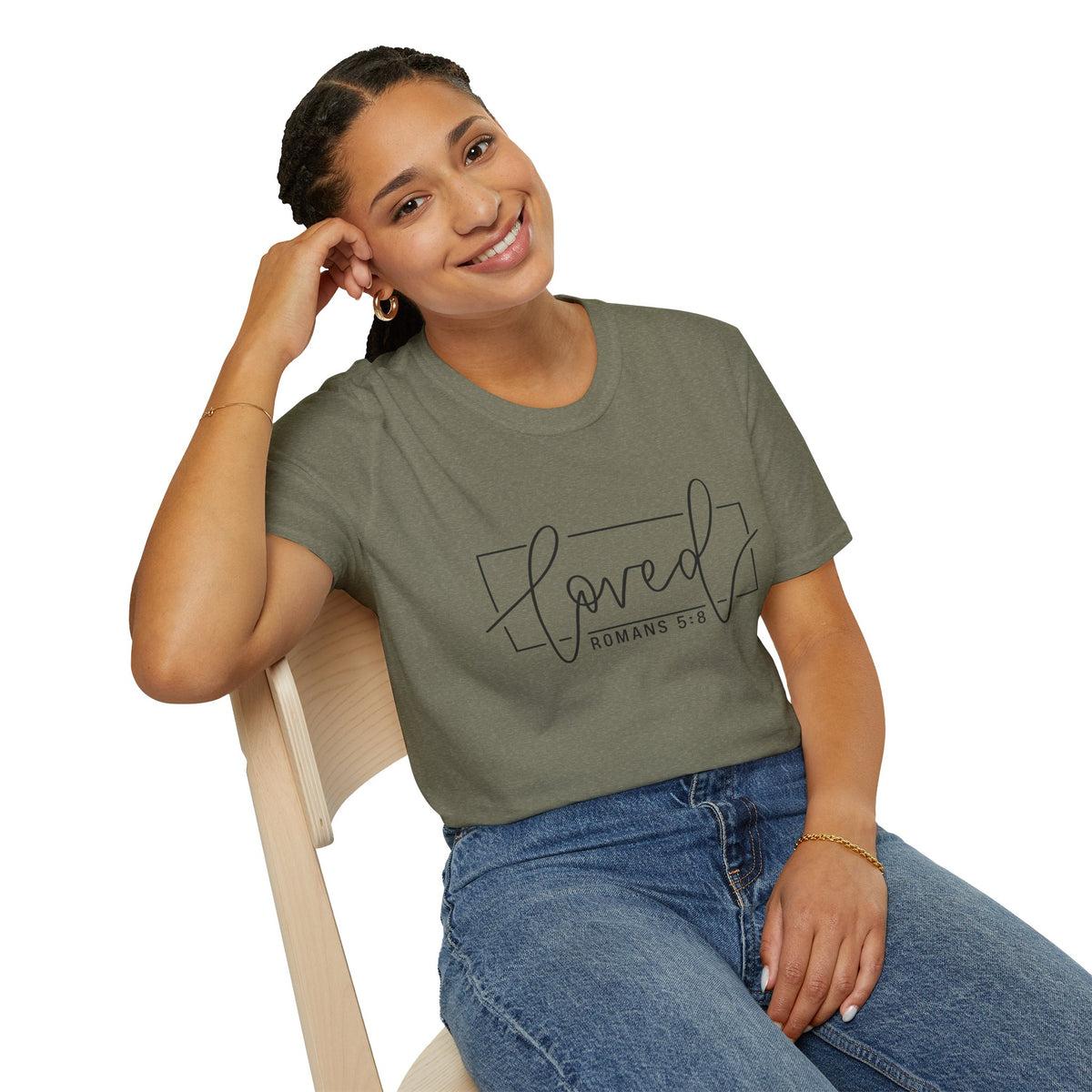 Loved Romans 5:8 Christian T-Shirt | Minimalist Faith Graphic Tee