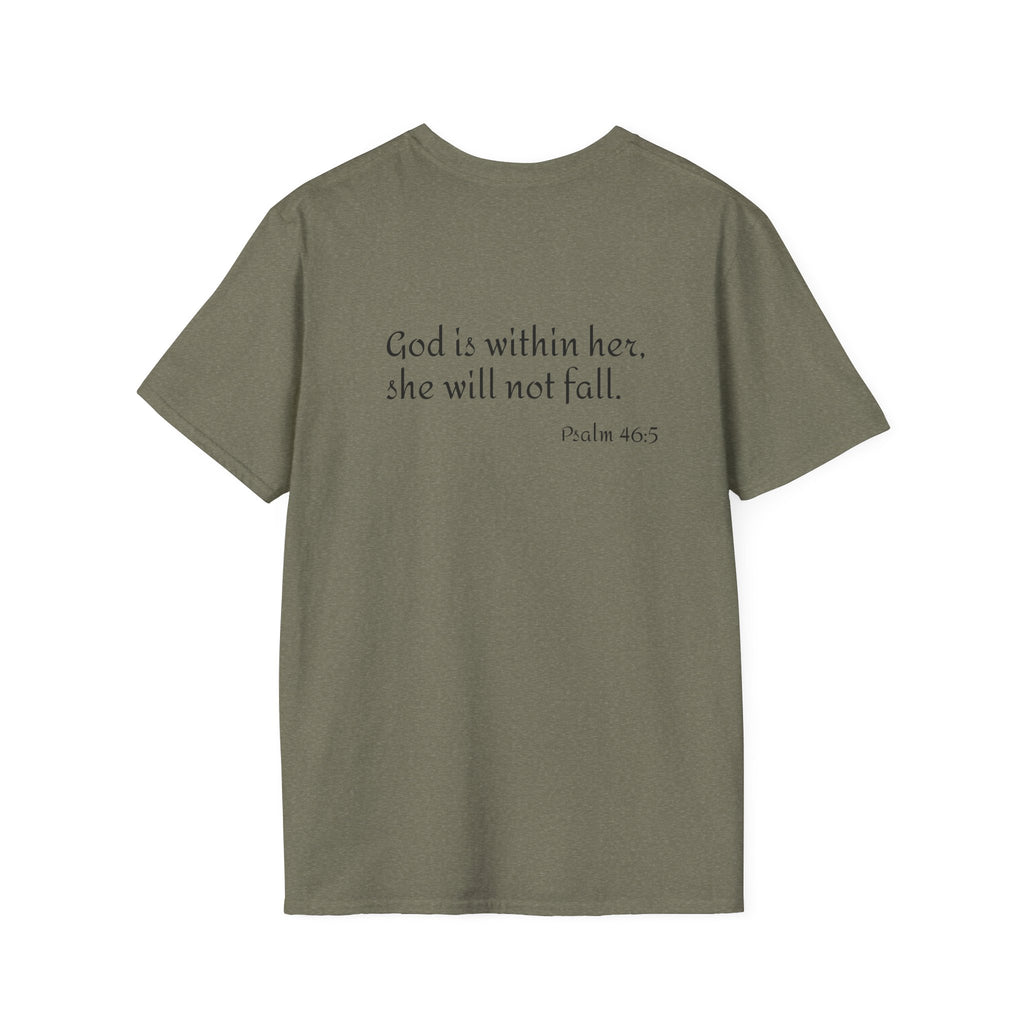 Personalized Mama T-Shirt — 'God is within her, she will not fall' Psalm 46:5 Christian Mom Tee