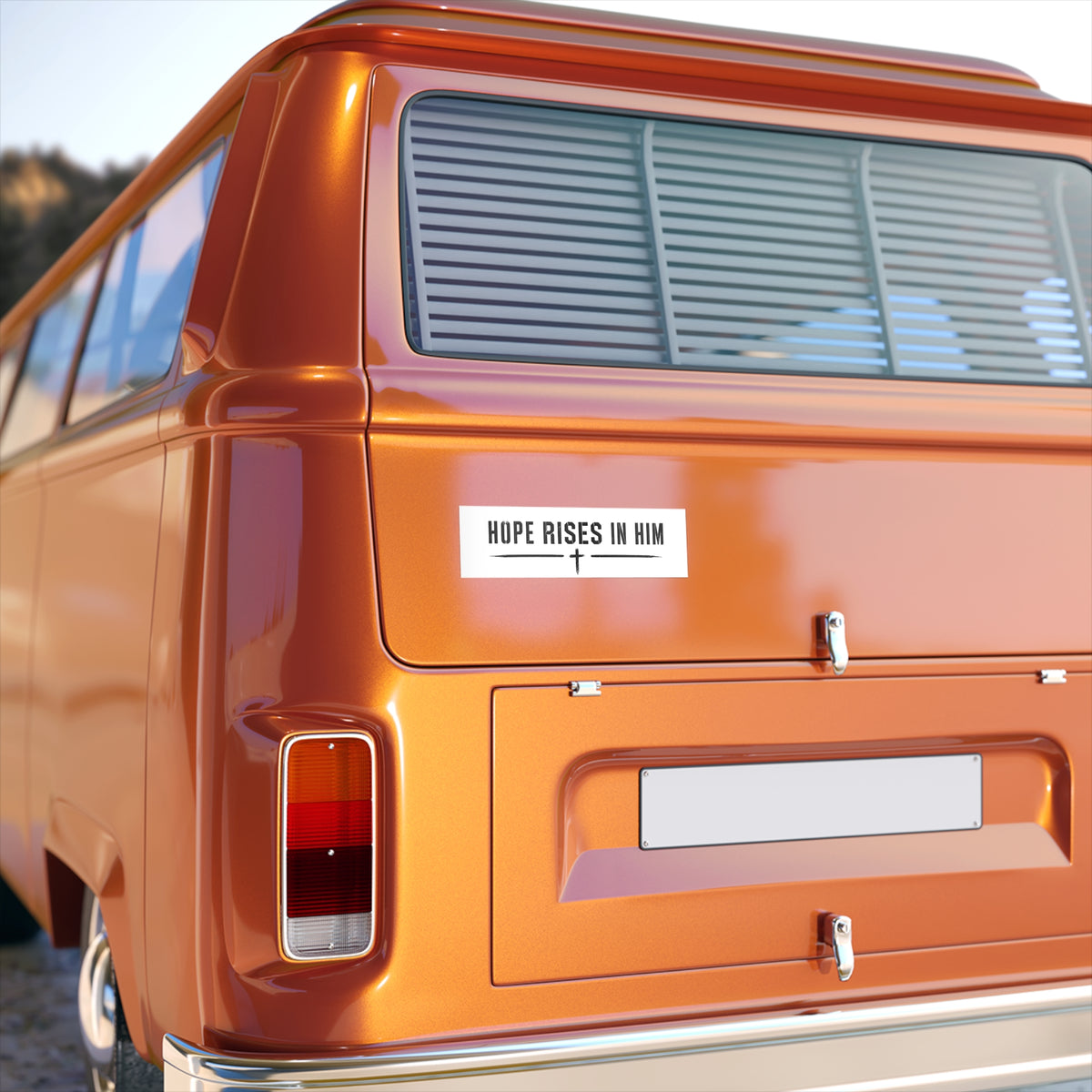 Hope Rises in Him Bumper Sticker — Christian Faith Vinyl Decal