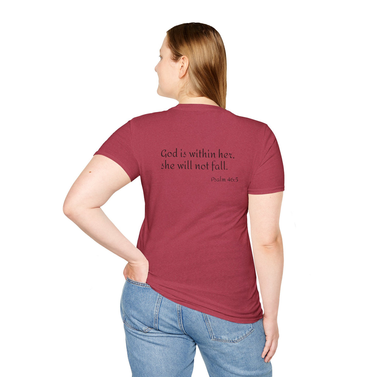 Personalized Mama T-Shirt — 'God is within her, she will not fall' Psalm 46:5 Christian Mom Tee