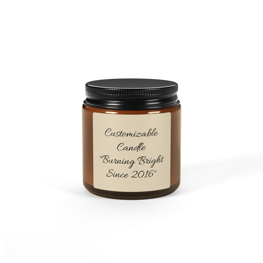 Customizable Scented Soy Candle in Amber Jar — Personalized Label, Multi-Size
