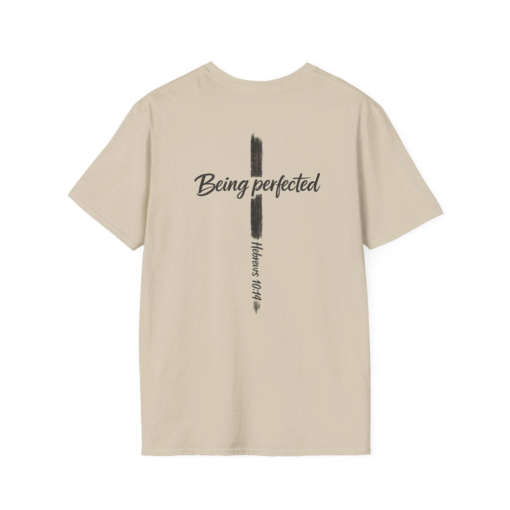 Being perfected T-Shirt — Inspirational Christian Cross Tee (Hebrews 10:14)