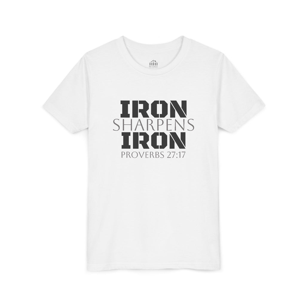 Youth Tee — "Iron Sharpens Iron" Proverbs 27:17 Christian Shirt