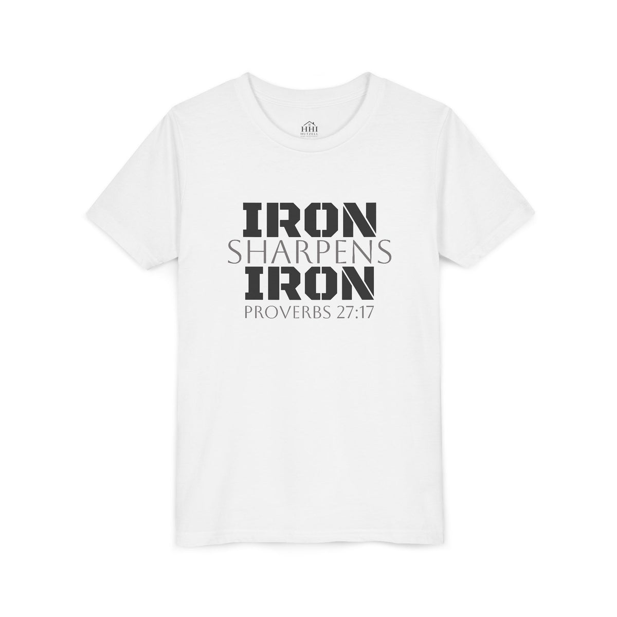 Youth Tee — "Iron Sharpens Iron" Proverbs 27:17 Christian Shirt