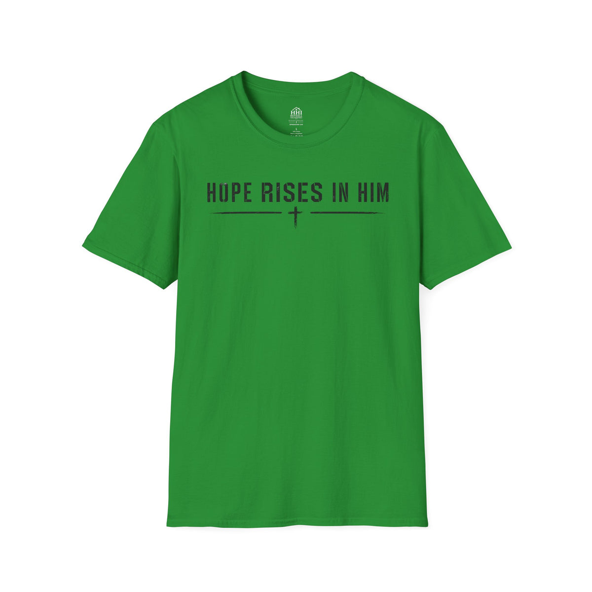 Hope Rises In Him T-Shirt — Christian Faith Inspirational Tee with Cross