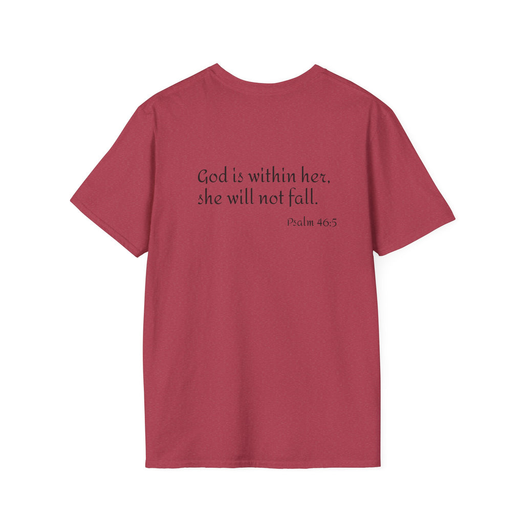 Personalized Mama T-Shirt — 'God is within her, she will not fall' Psalm 46:5 Christian Mom Tee