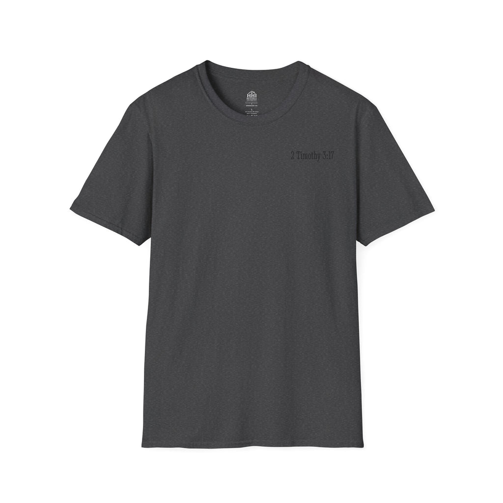 Equipped Cross T-Shirt — Christian Faith Shirt with 'Equipped' Back Print and 2 Timothy 3:17 Chest