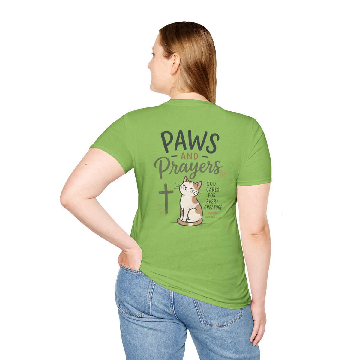 Cat 'Paws and Prayers' T-Shirt — Cute Christian Cat Graphic Tee