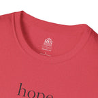 T-Shirt — 'hope' Script Tee with Cross Minimalist Christian Faith Design
