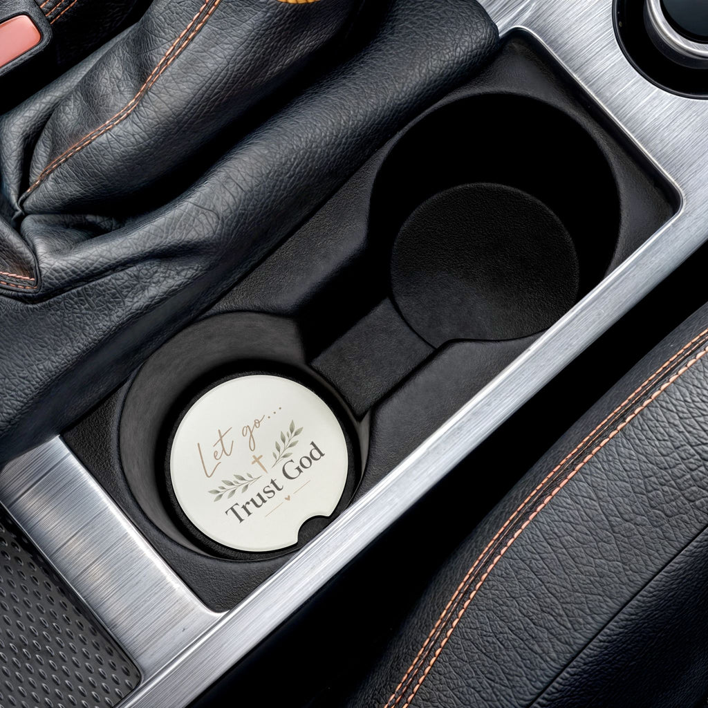 Let Go Trust God Soapstone Car Coaster