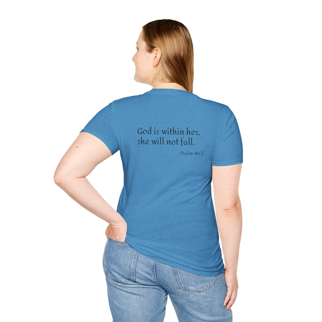 Personalized Mama T-Shirt — 'God is within her, she will not fall' Psalm 46:5 Christian Mom Tee