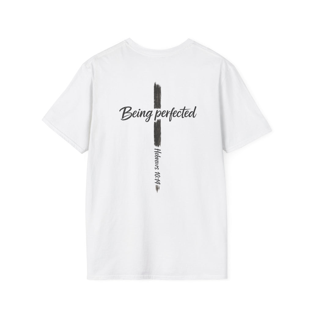 Being perfected T-Shirt — Inspirational Christian Cross Tee (Hebrews 10:14)