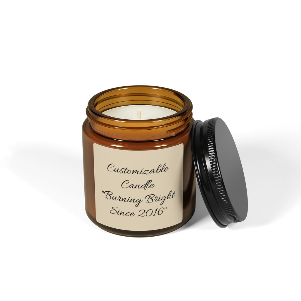 Customizable Scented Soy Candle in Amber Jar — Personalized Label, Multi-Size